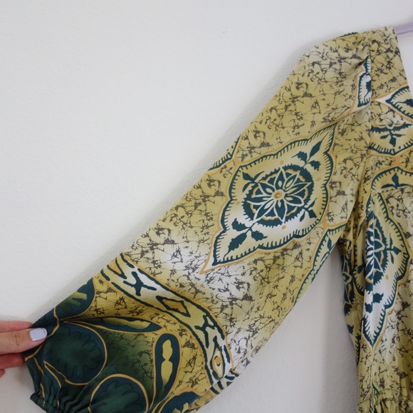 Silk Batik Midi Dress,  Boho Midi - Picture 5 of 11